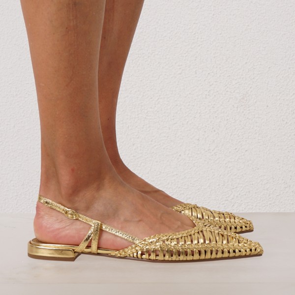 gold interlaced mules sandal