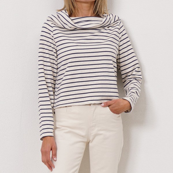 cotton sweater with boat neckline