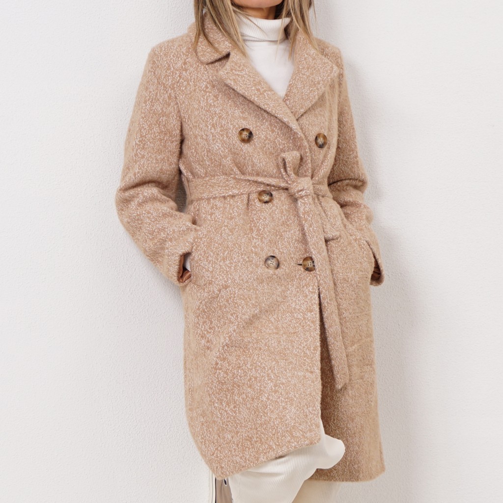soft-touch blend frock coat with belt