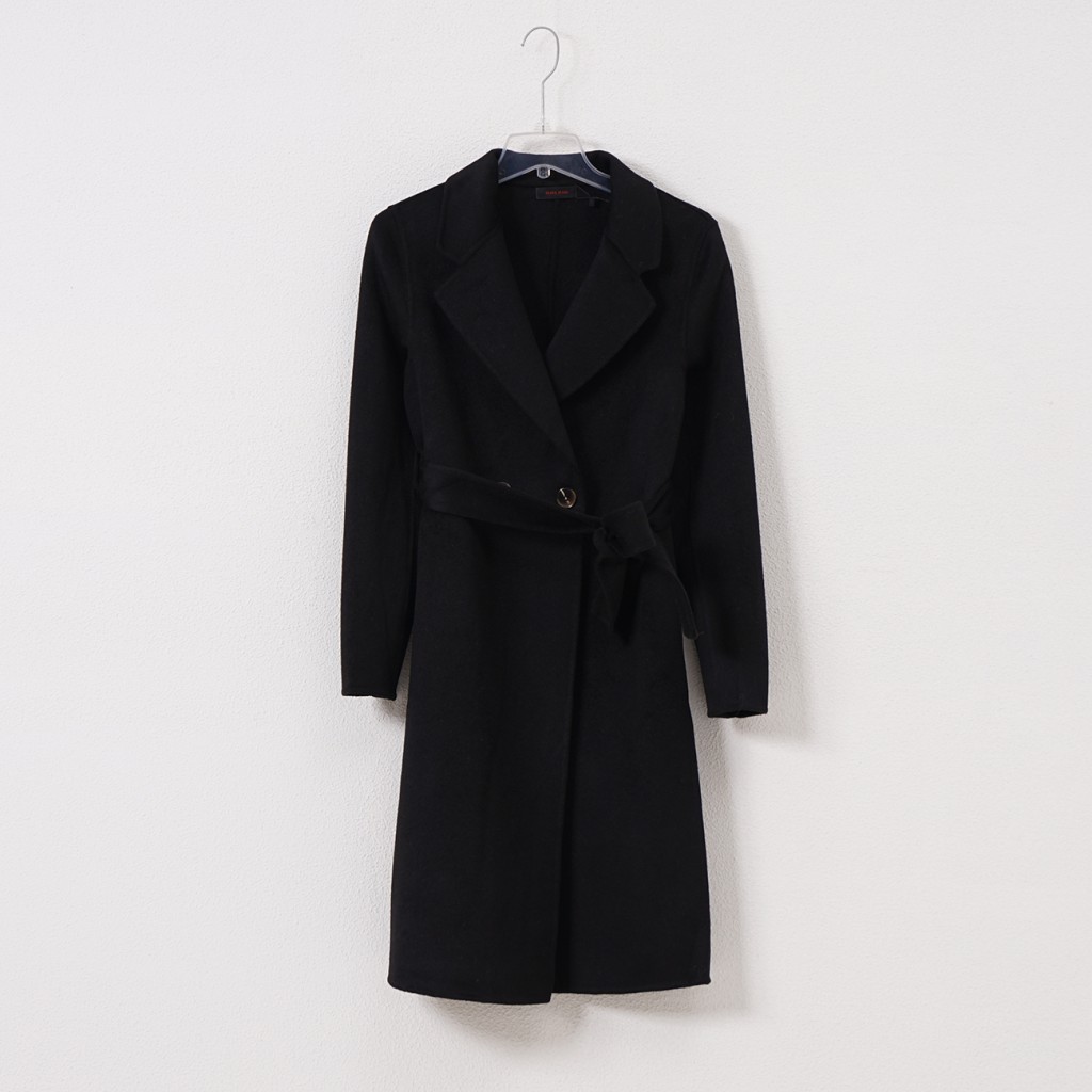 woolen wool overcoat with machine-finished interior trim