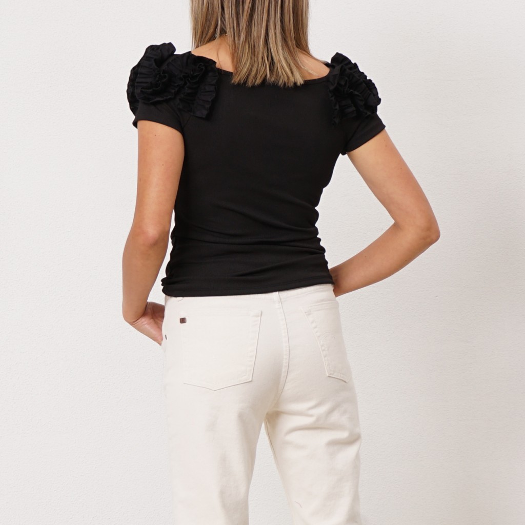 ribbed blouse with frills