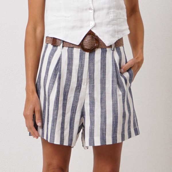 striped shorts with pockets