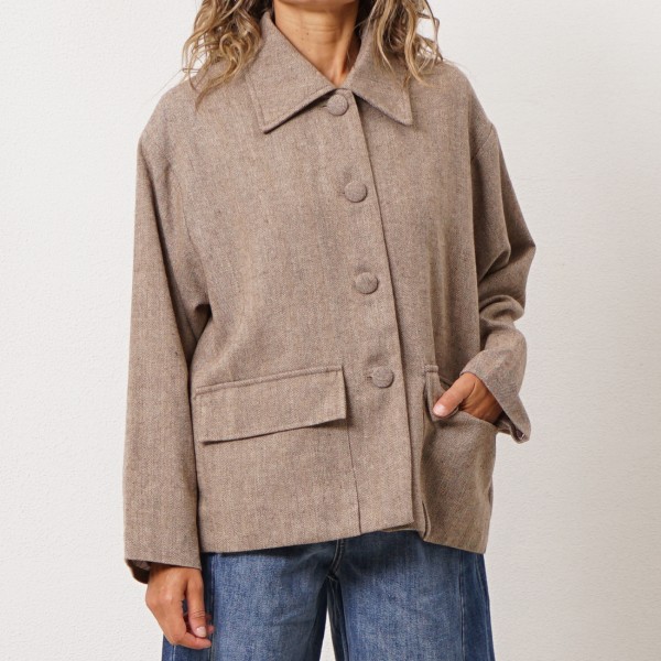 Herringbone fabric coat (premium)