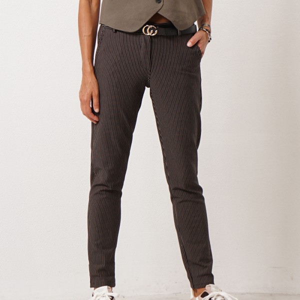 Striped pants (roma stitch) with elastane