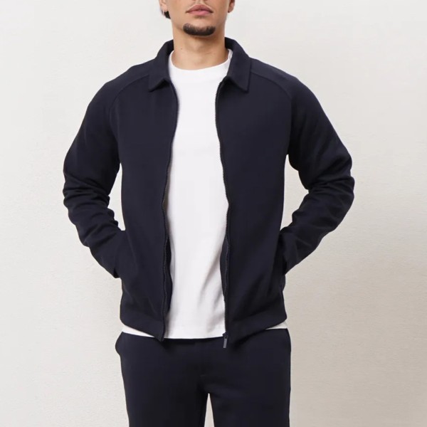 Cotton bomber jacket with collar and spandex