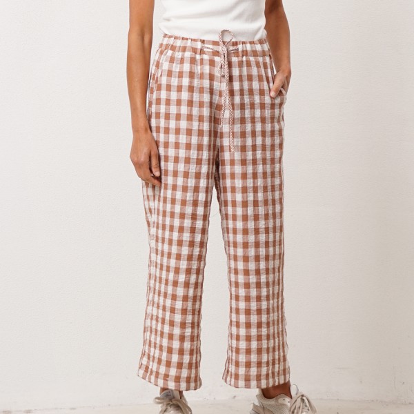 Vinghy pattern wide-leg trousers with linen (premium)