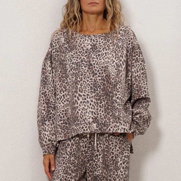 Cotton fleece sweatshirt (animal print)
