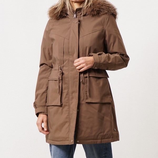 fur coat with hood
