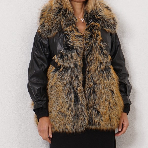 eco-leather jacket with fur