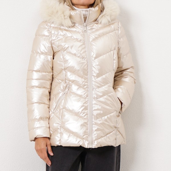 padded parka with glitter