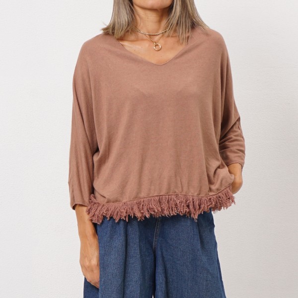 knit sweater with/fringes