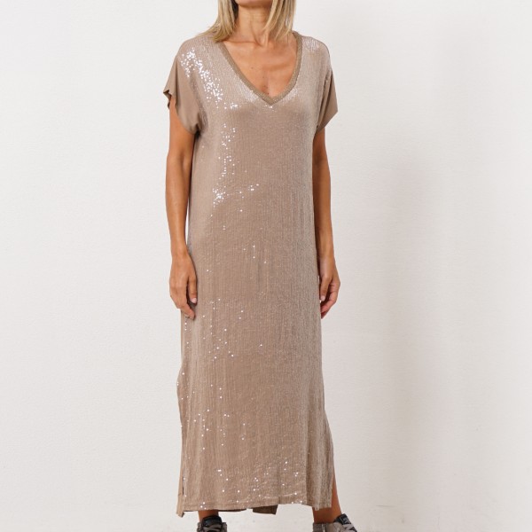 gown in viscose with/ sequins on front