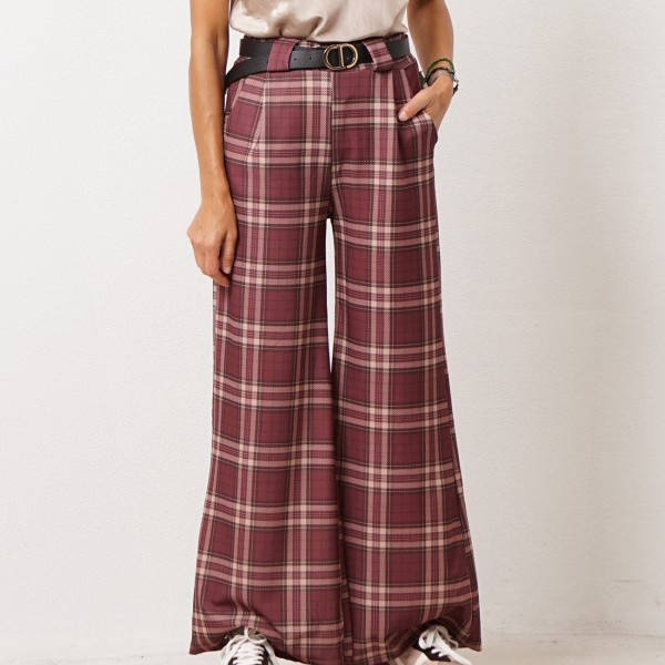 Plaid knit pants
