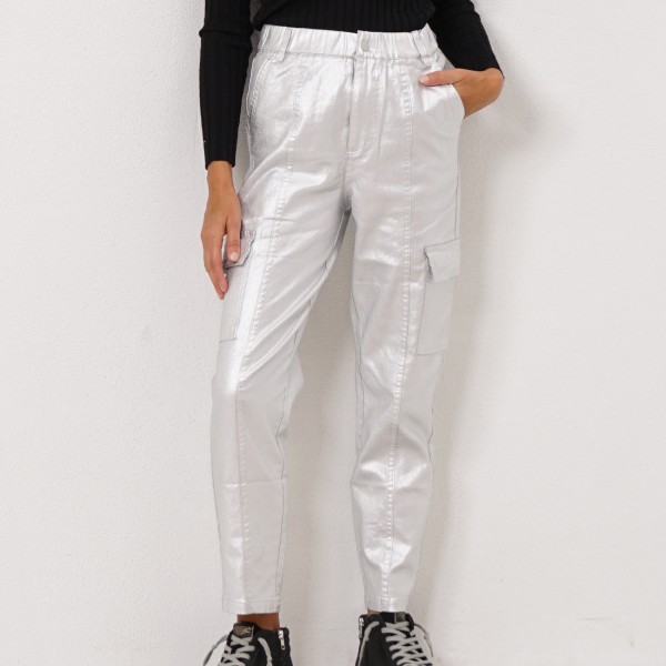 pants with shiny side pockets (silver)