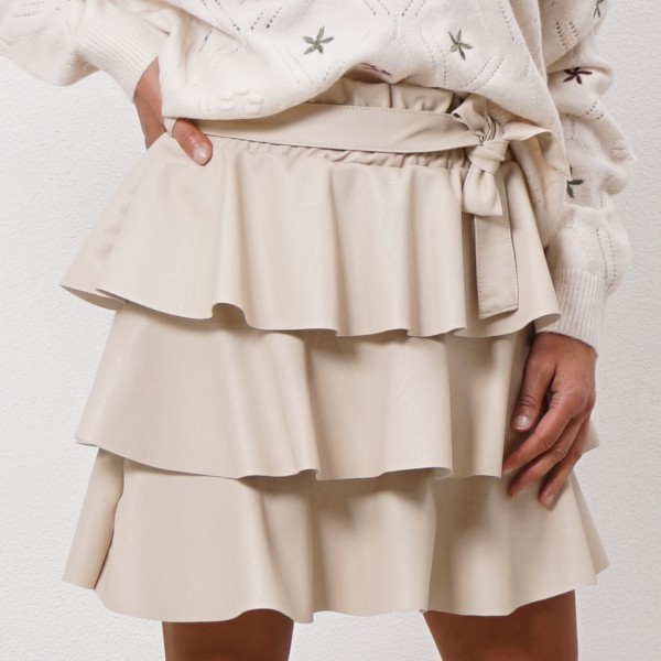 skirt in eco-skin with ruffles