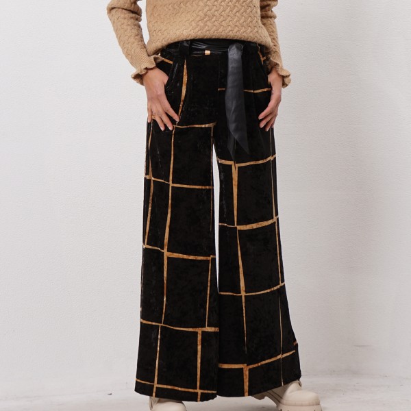 Velvet pantaloons with belt