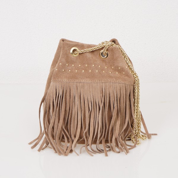 suede bag w/ studs and fringes