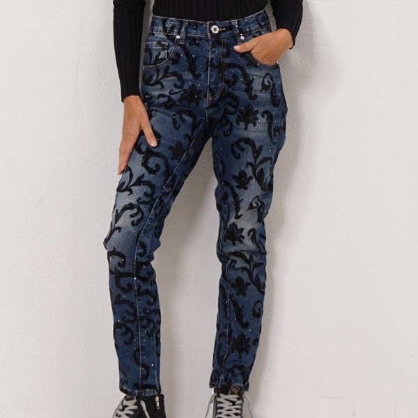 vintage pants with velvet print