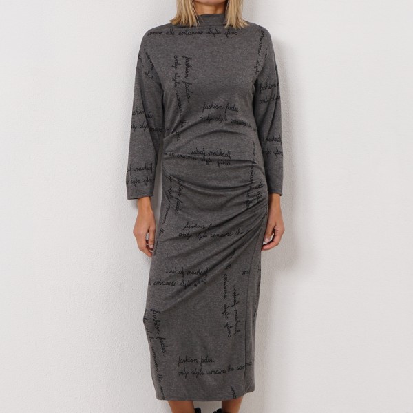 gathered knit dress (jacquard)