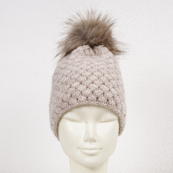 knitted hat with pompom (fleece inside)