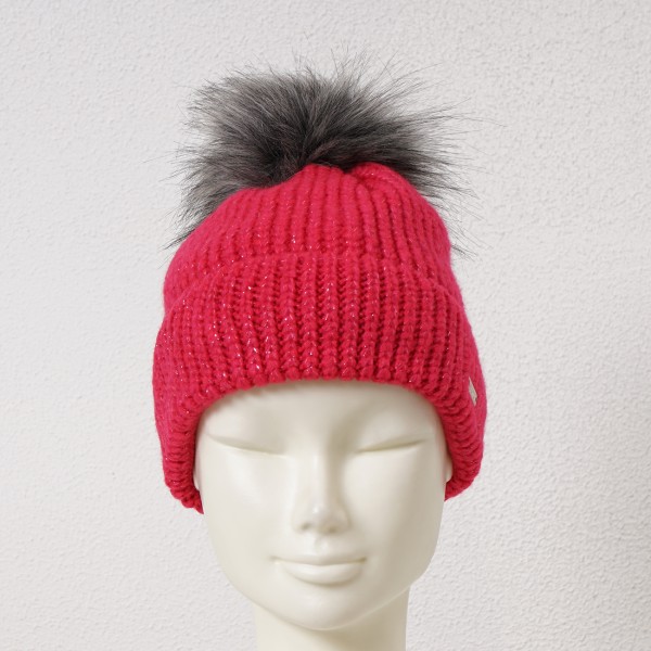 knitted hat with pompom (fleece inside)