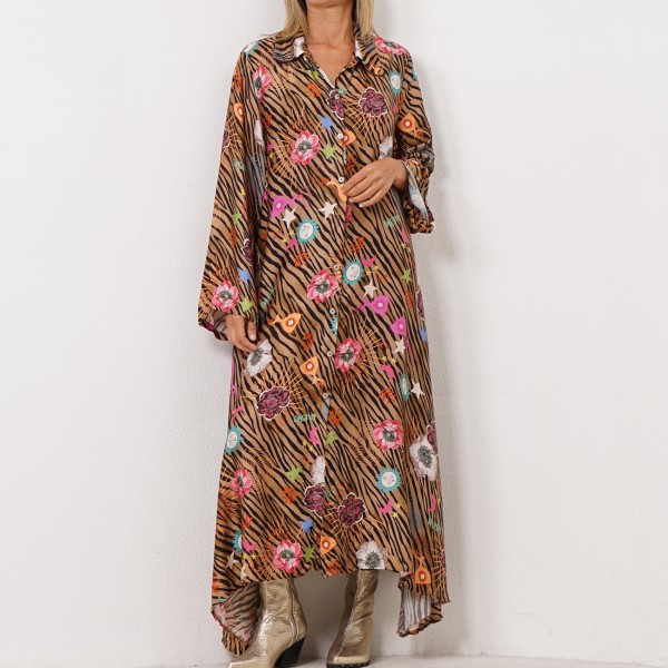 evase satin shirt dress