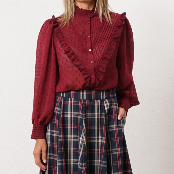embroidered blouse with ruffles