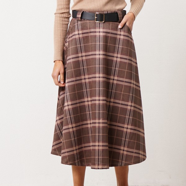 Peach skin flared skirt