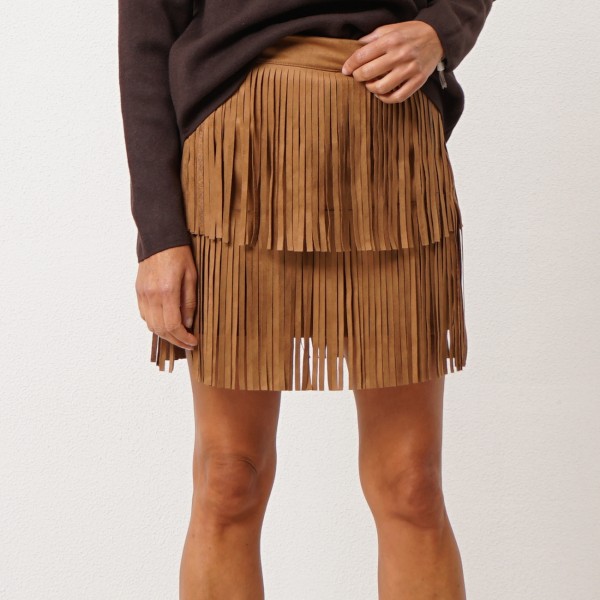 Fringed suede skirt (synthetic)