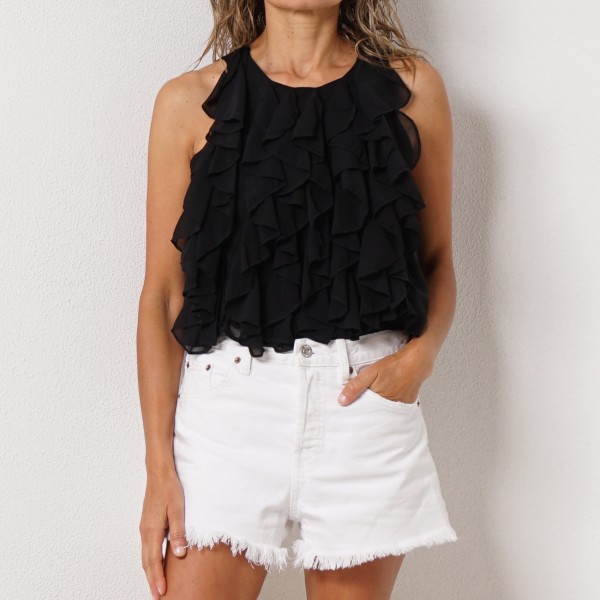 Crepe top with ruffles