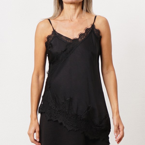 Top with silk and lace