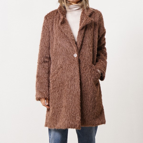 Oversized coat in wool (caraculo) fabric