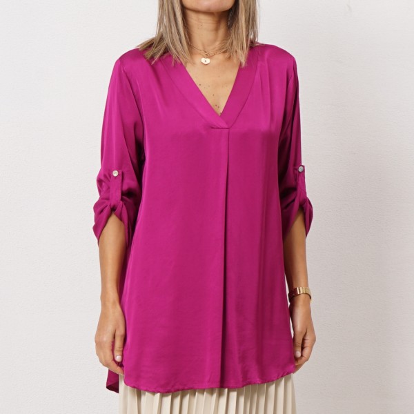 blouse w/ fabric mix