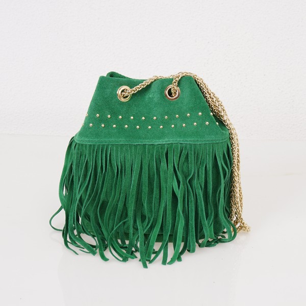 suede bag w/ studs and fringes