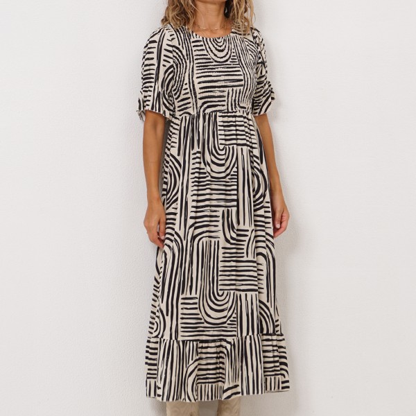 printed viscose dress with elastic