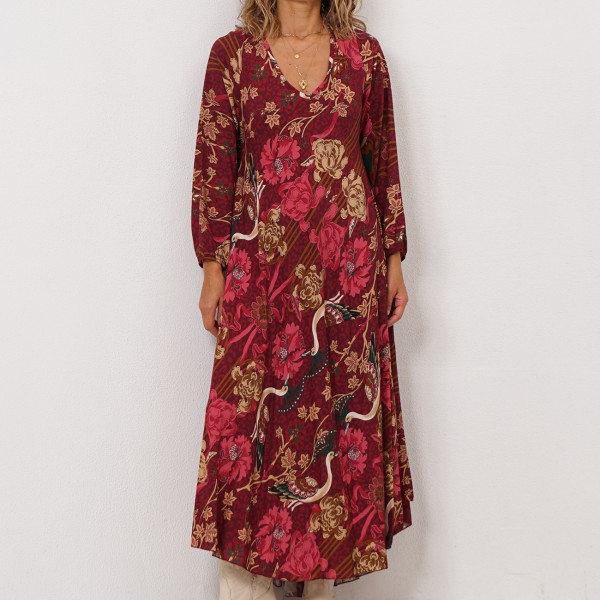 viscose dress in flared