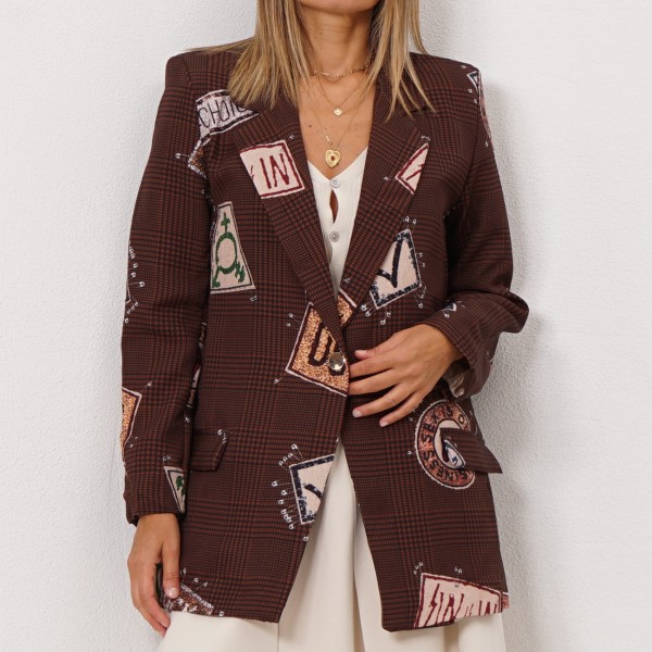 printed blazer with lining