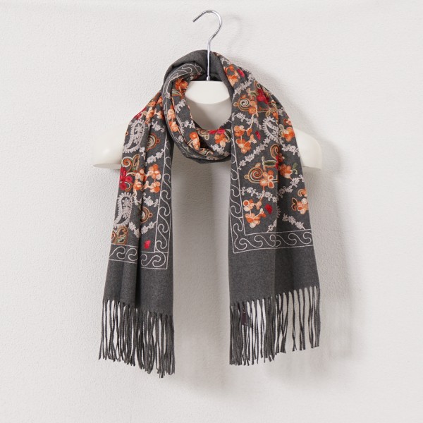 embroidered wool scarf (premium)