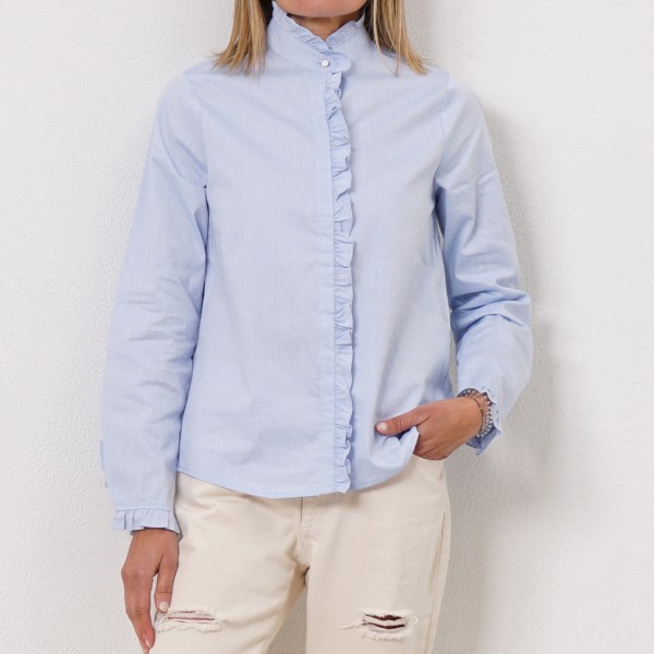 poplin blouse with ruffles