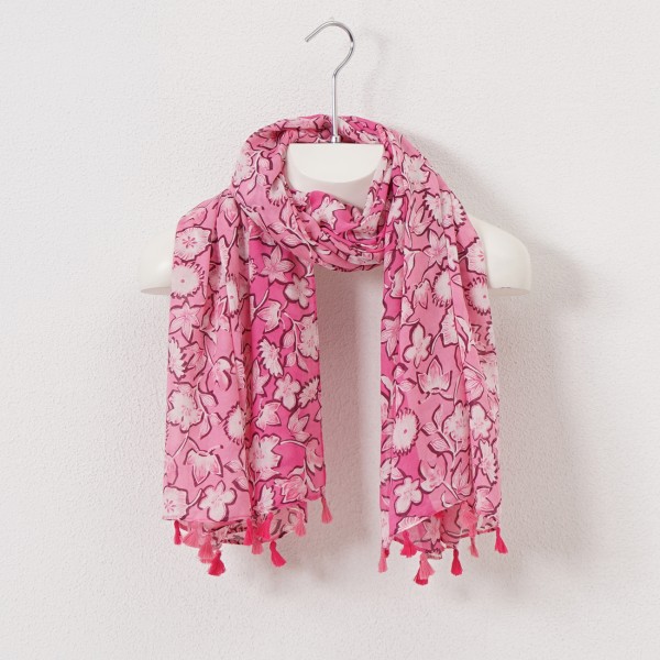 cotton/viscose scarf with trinkets