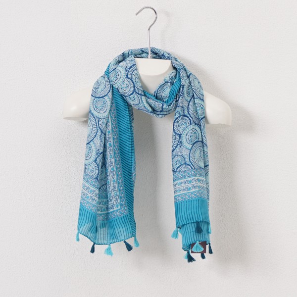 cotton/viscose scarf with trinkets