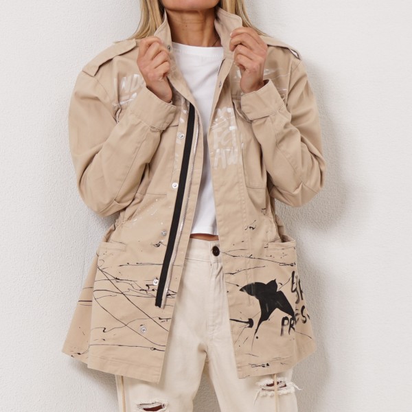 fitted safari jacket (brushed print)