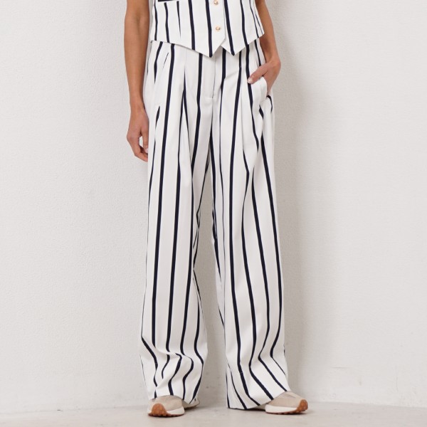 striped pantaloons with pleats