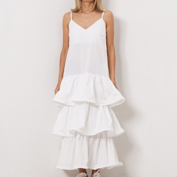 poplin dress with ruffles