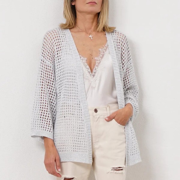 knitted coat with lurex (open stitch)