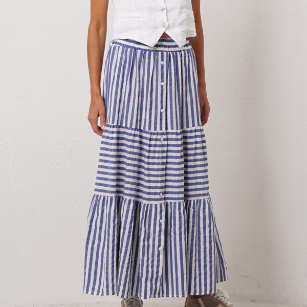 striped skirt with ruffles