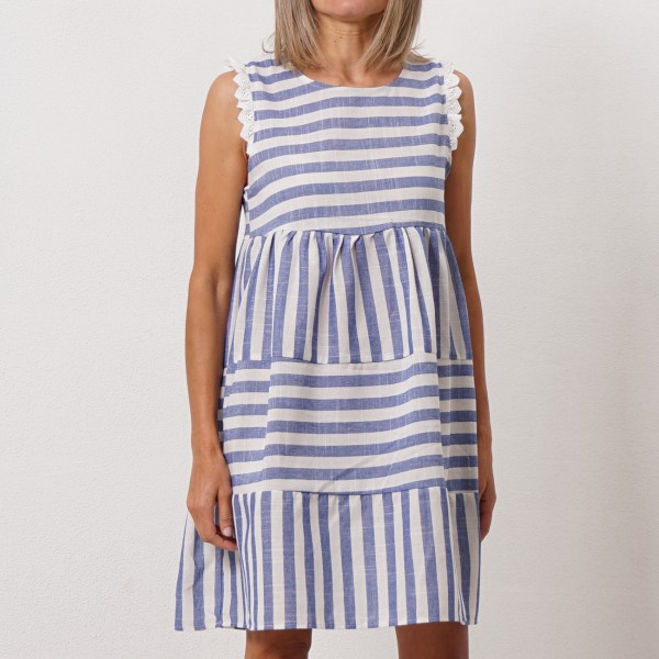 striped dress with ruffles