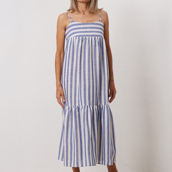 striped dress with ruffles
