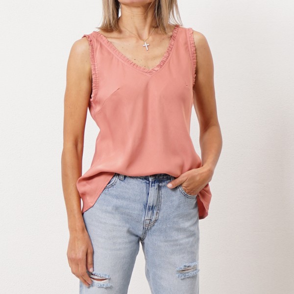 satin top with/ruffles