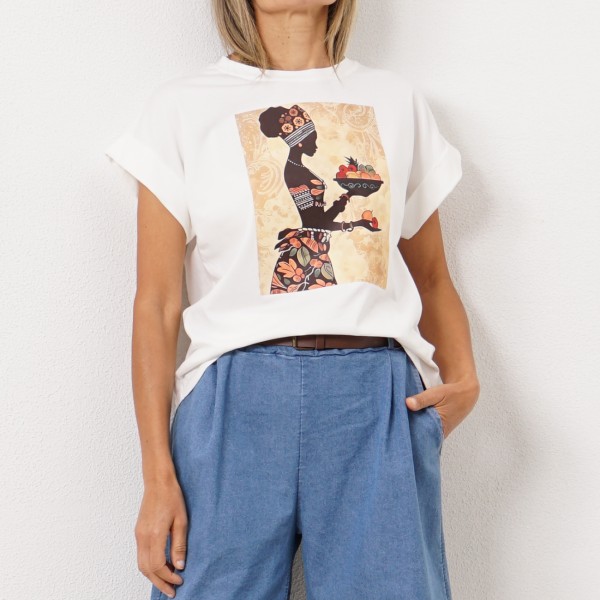 vintage t-shirt with/ print (with elastane)